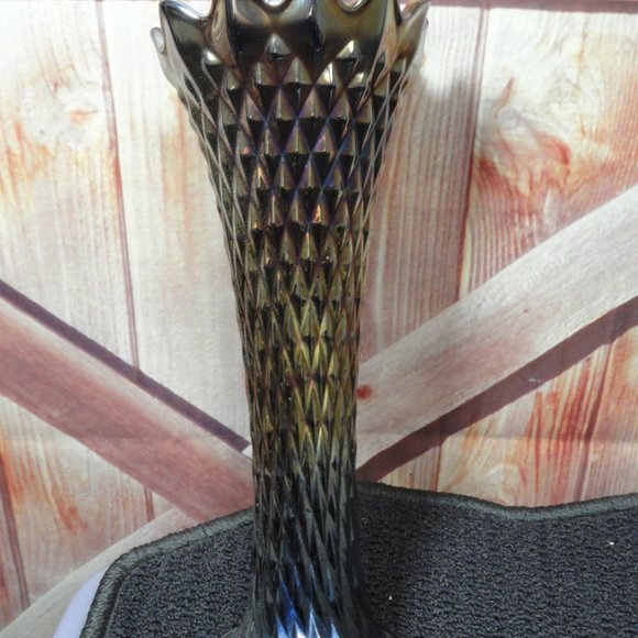 Nothwood Carnival glass Diamond cut pattern vase 10" tall~Nice - Picture 5 of 5